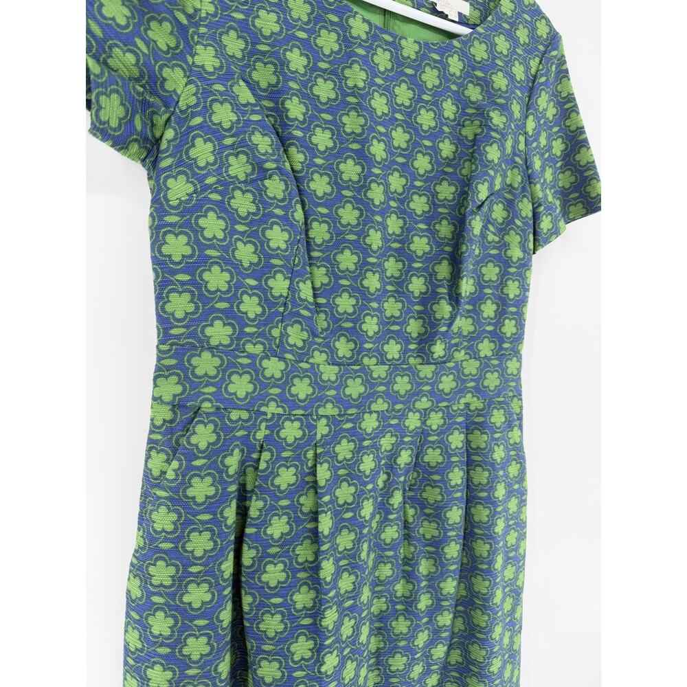 BODEN SIERRA Floral Print Dress Cotton Green & Blue Textured Pockets Womens 6R - Picture 3 of 9